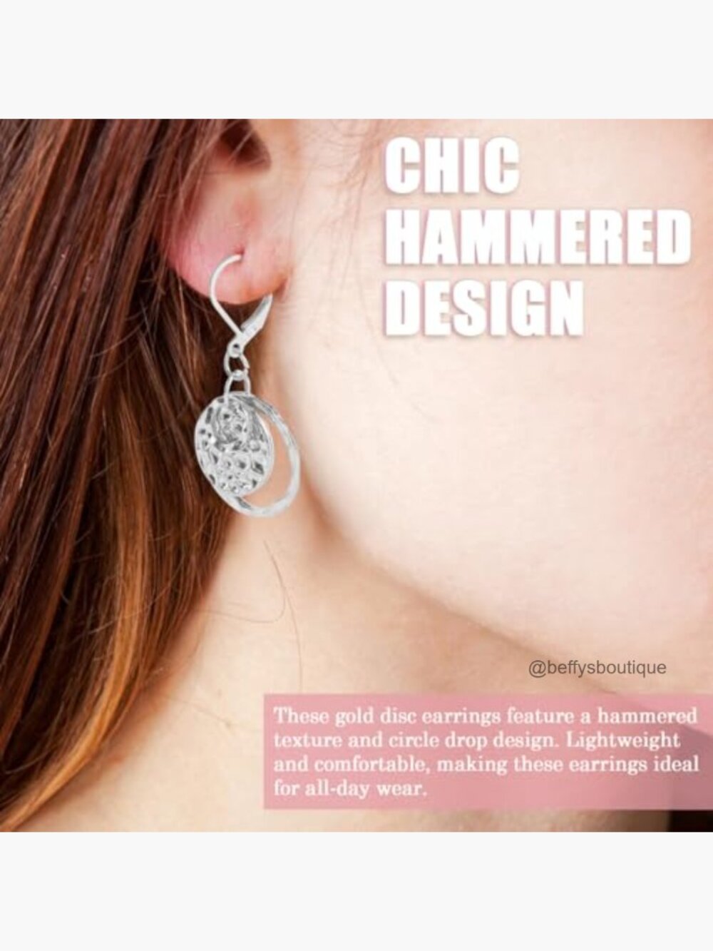 Sterling Silver Disc Leverback Earrings Hypoallergenic - Picture 4 of 7